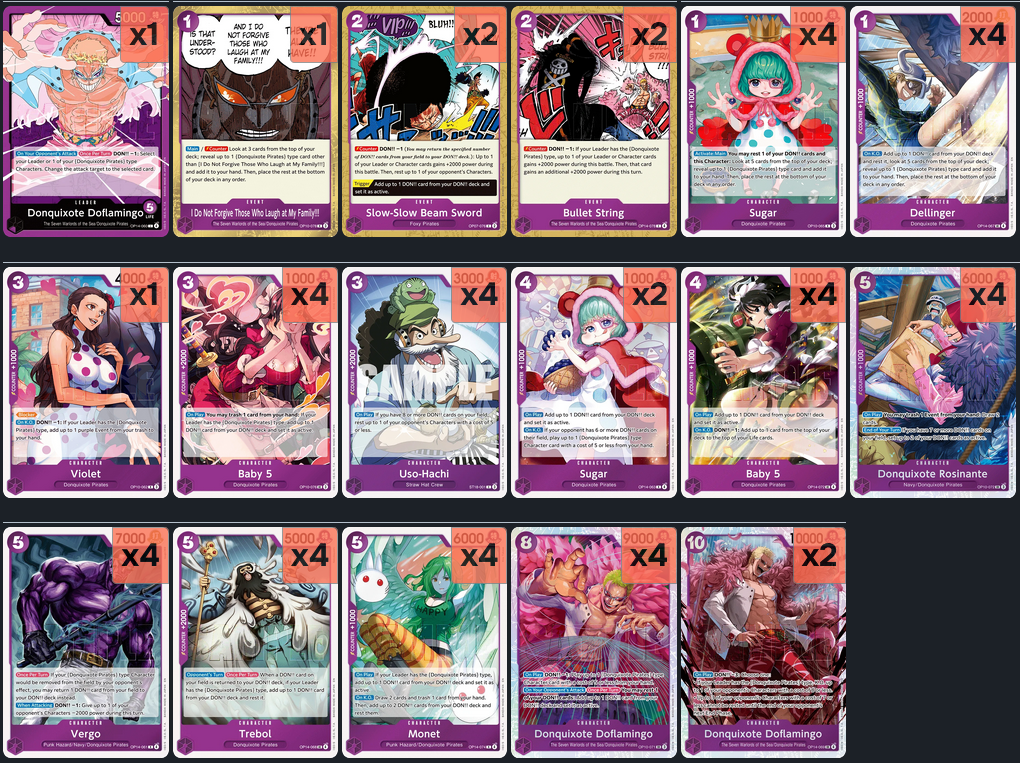 purple donquixote doflamingo deck (op14 060) optcg purple donquixote doflamingo deck (op14 060) optcg